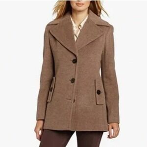 Calvin Klein Wool Silk Blend Single Breasted Pea Coat Size Small